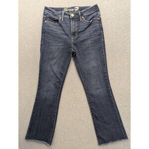 Seven7 Straight Jeans Womens 4 Blue Dark Wash Mid Rise Raw Hem Stretch Denim